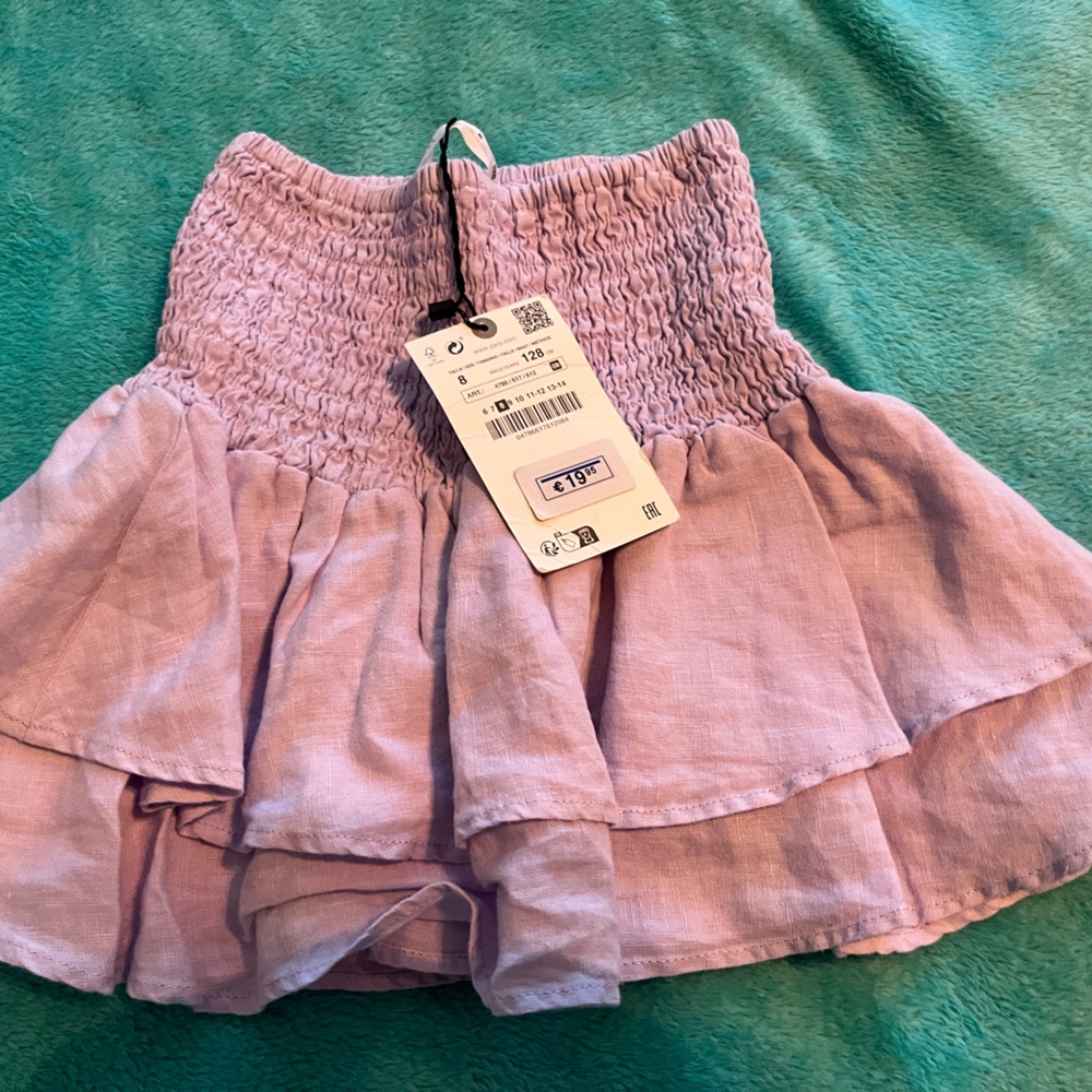 Zara Lilac Smocked Tiered Mini Skirt